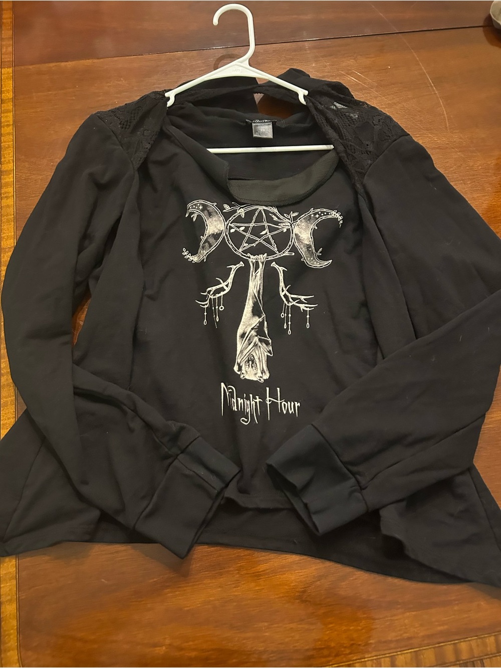 Midnight Hour Black Long Sleeve Graphic Tee - Unbranded